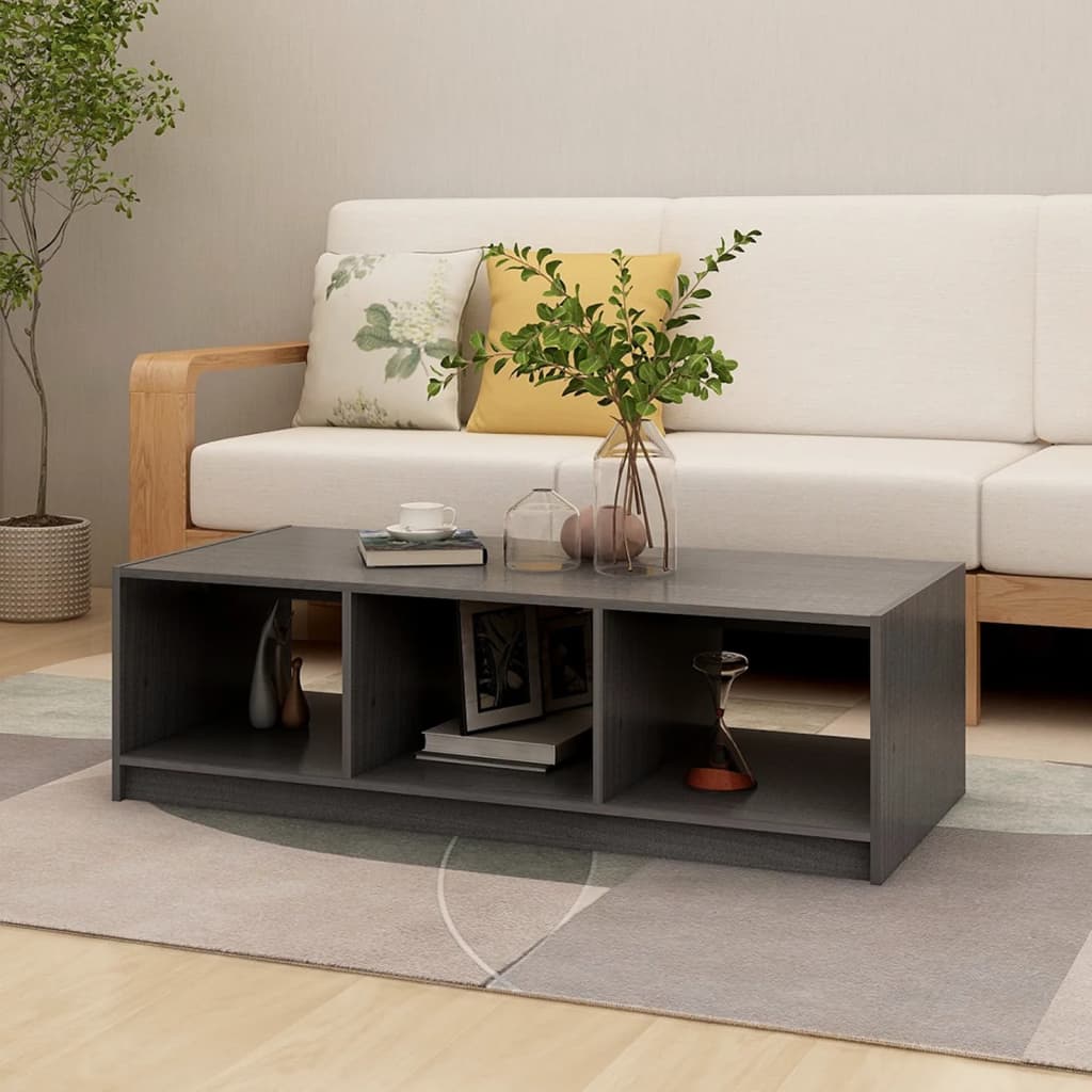 Berkfield Coffee Table Grey 110x50x34 cm Solid Pinewood