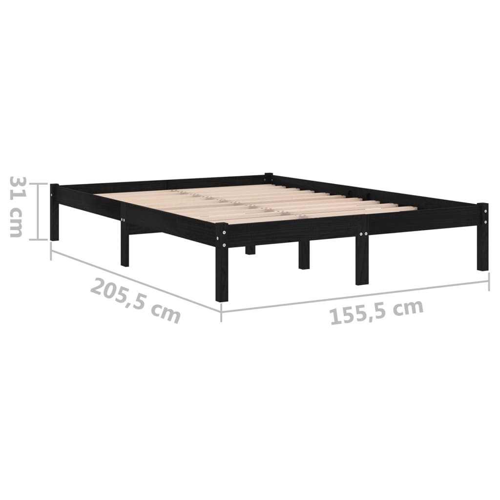 Berkfield Bed Frame Black Solid Wood 150x200 cm King Size