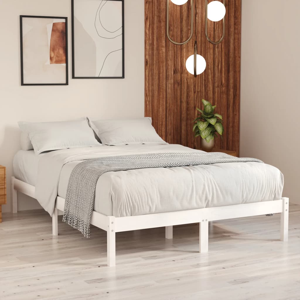 Berkfield Bed Frame White Solid Wood Pine 160x200 cm