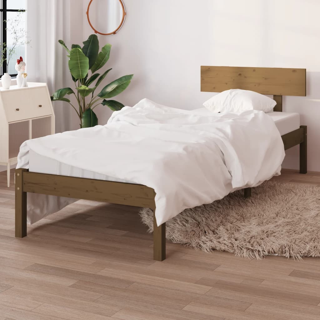 Berkfield Bed Frame Honey Brown Solid Wood 75x190 cm Small Single
