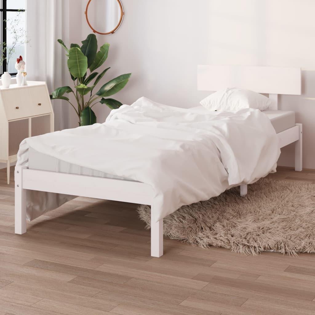 Berkfield Bed Frame White Solid Wood Pine 90x200 cm