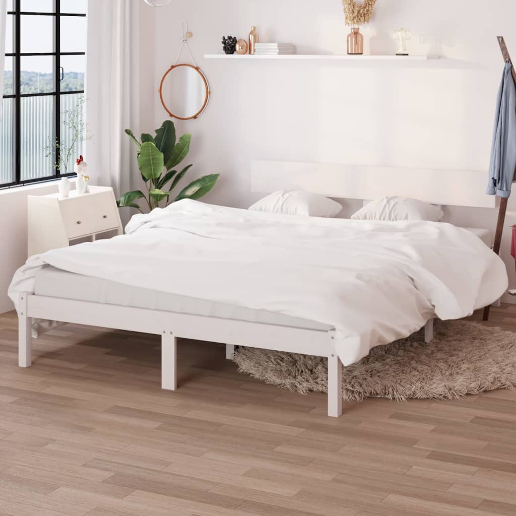 Berkfield Bed Frame White Solid Wood Pine 140x200 cm