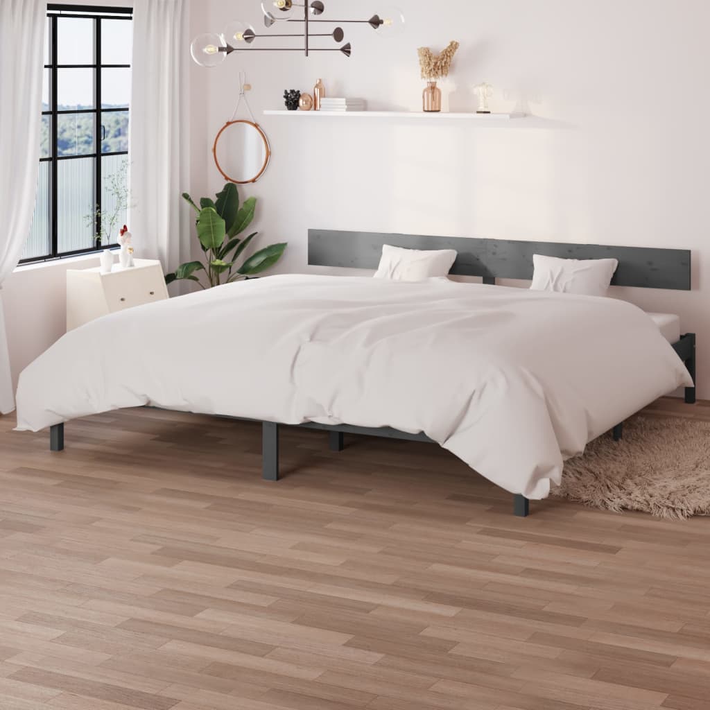 Berkfield Bed Frame Grey Solid Wood Pine 180x200 cm Super King Size