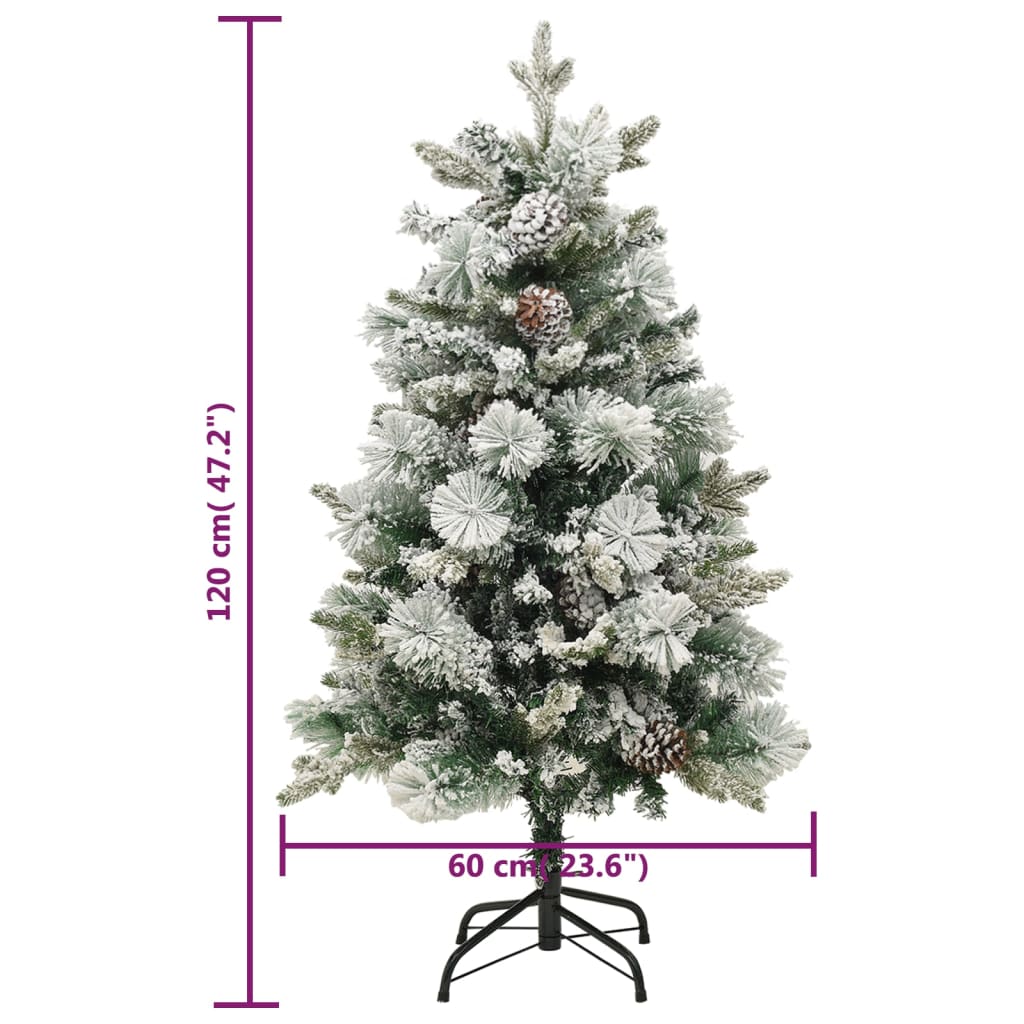 Berkfield Christmas Tree with Flocked Snow&LEDs&Cones 120 cm PVC&PE