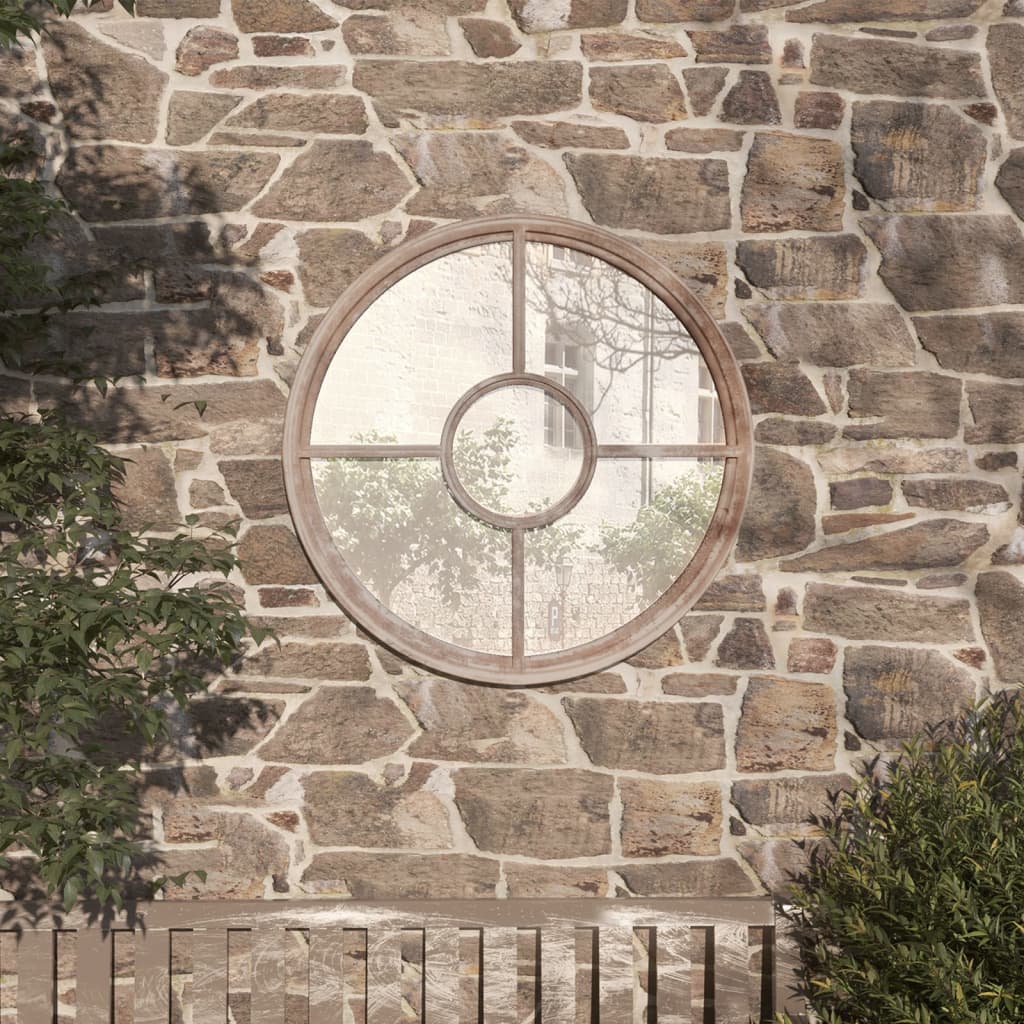 Berkfield Garden Mirror Sand 40x4 cm Iron Round for Outdoor Use