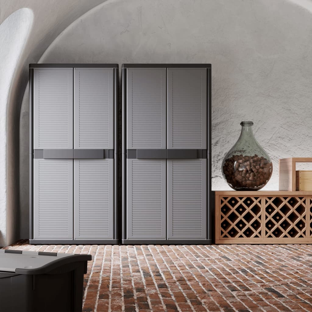 Berkfield Storage Cabinet with 2 Doors 90x54x180 cm Black and Grey
