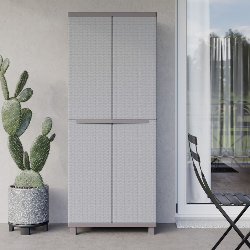 Berkfield Storage Cabinet with 2 Doors 68x37.5x170 cm Light Grey and Beige