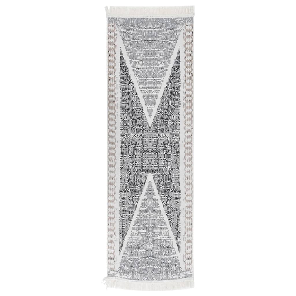 Berkfield Rug Black and Grey 80x300 cm Cotton