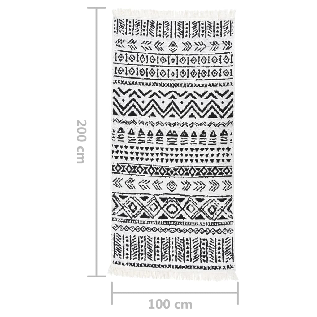 Berkfield Rug Black and White 100x200 cm Cotton