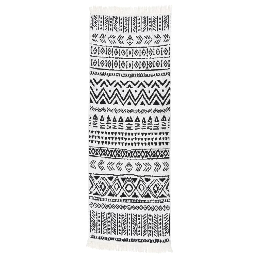 Berkfield Rug Black and White 100x300 cm Cotton