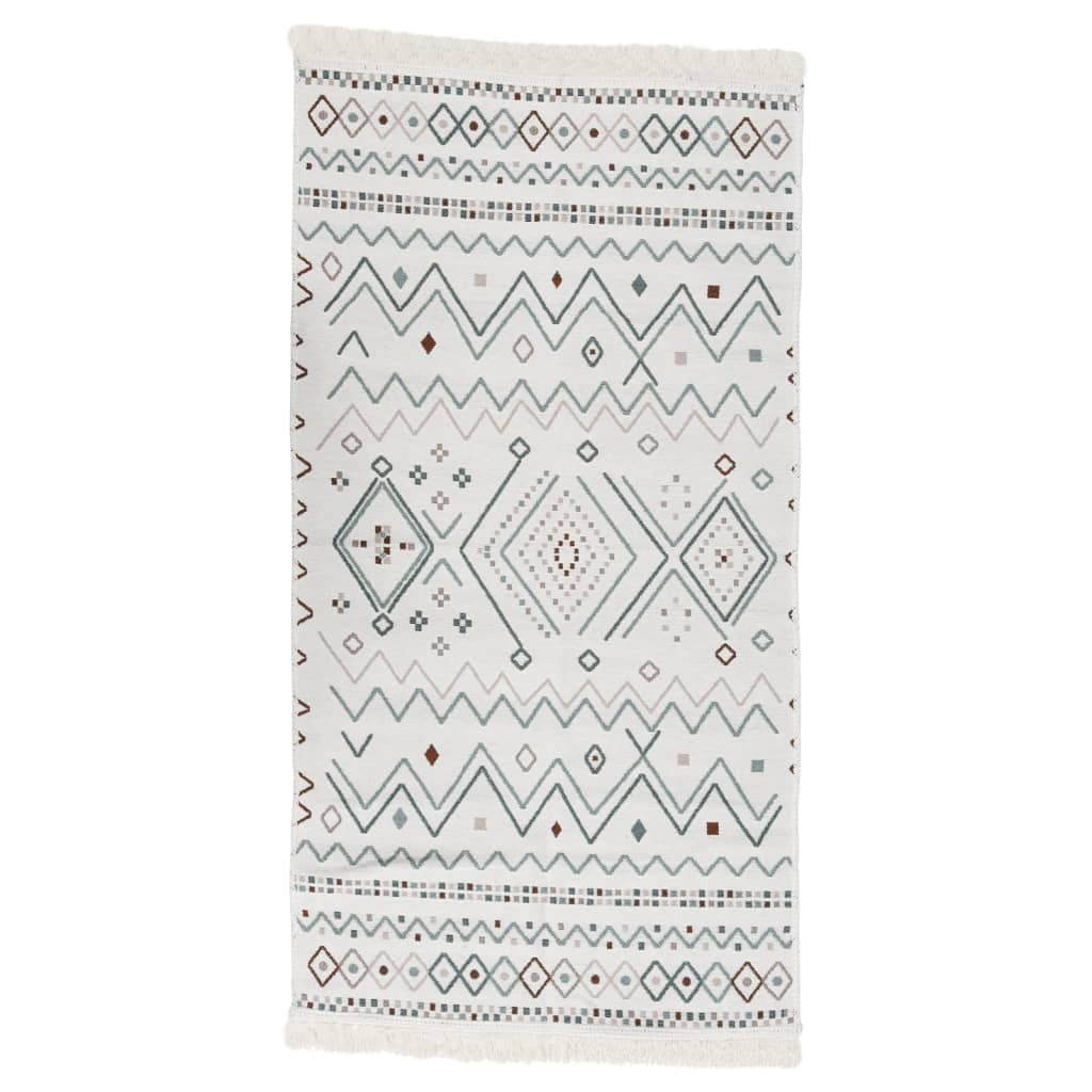 Berkfield Rug Beige and Blue 100x200 cm Cotton