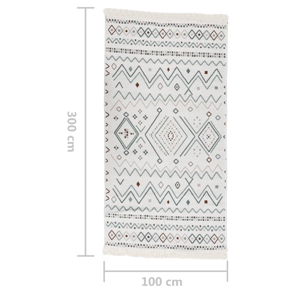 Berkfield Rug Beige and Blue 100x300 cm Cotton