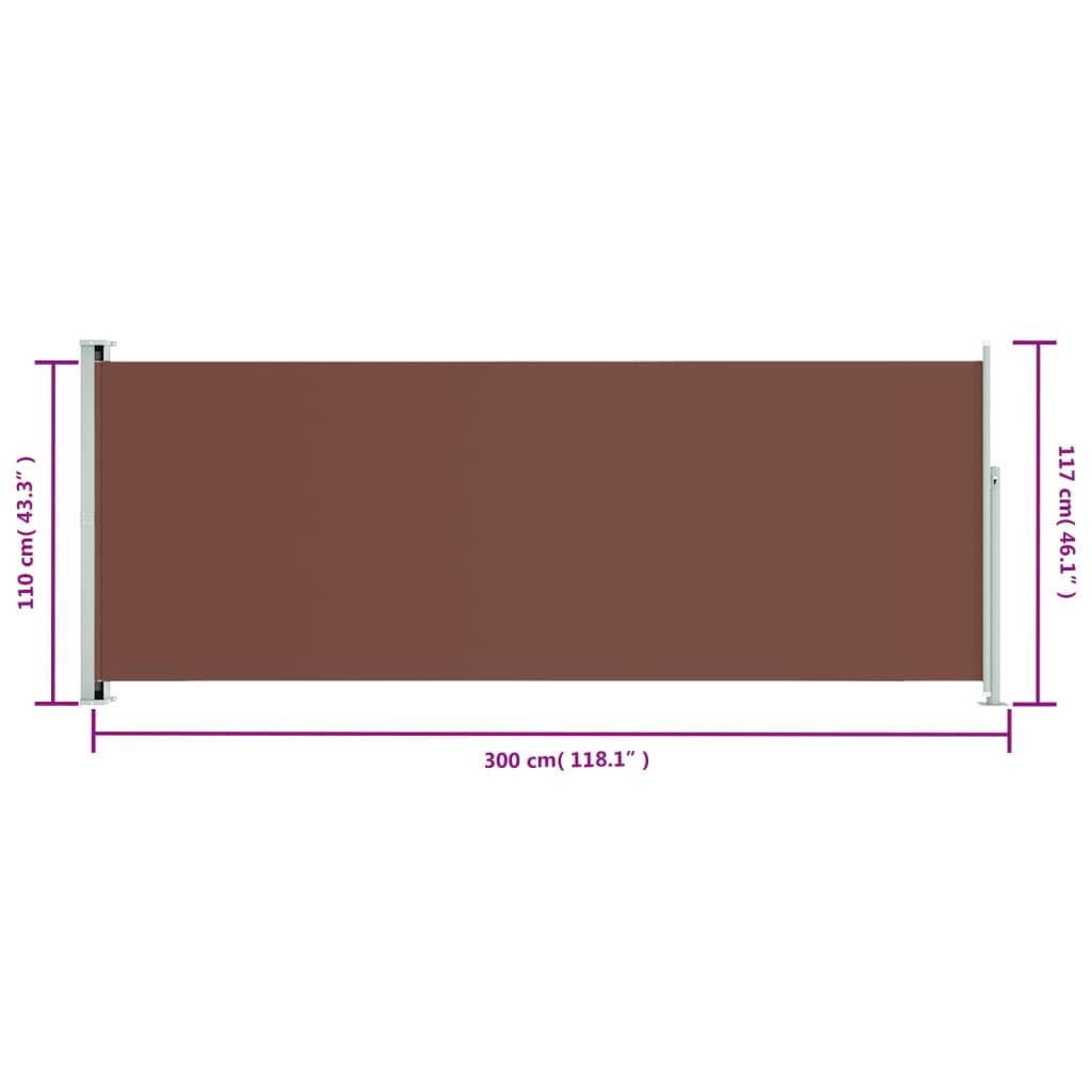 Berkfield Patio Retractable Side Awning 117x300 cm Brown