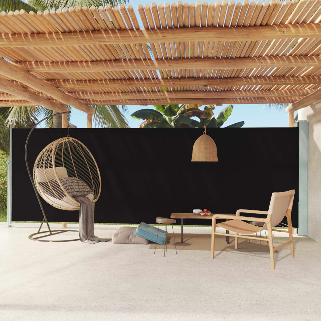 Berkfield Patio Retractable Side Awning 180x600 cm Black