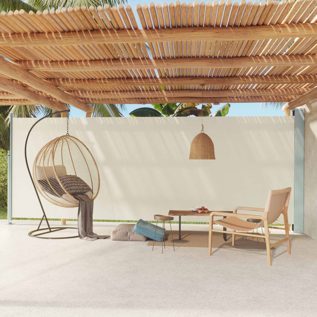 Berkfield Patio Retractable Side Awning 200x600 cm Cream
