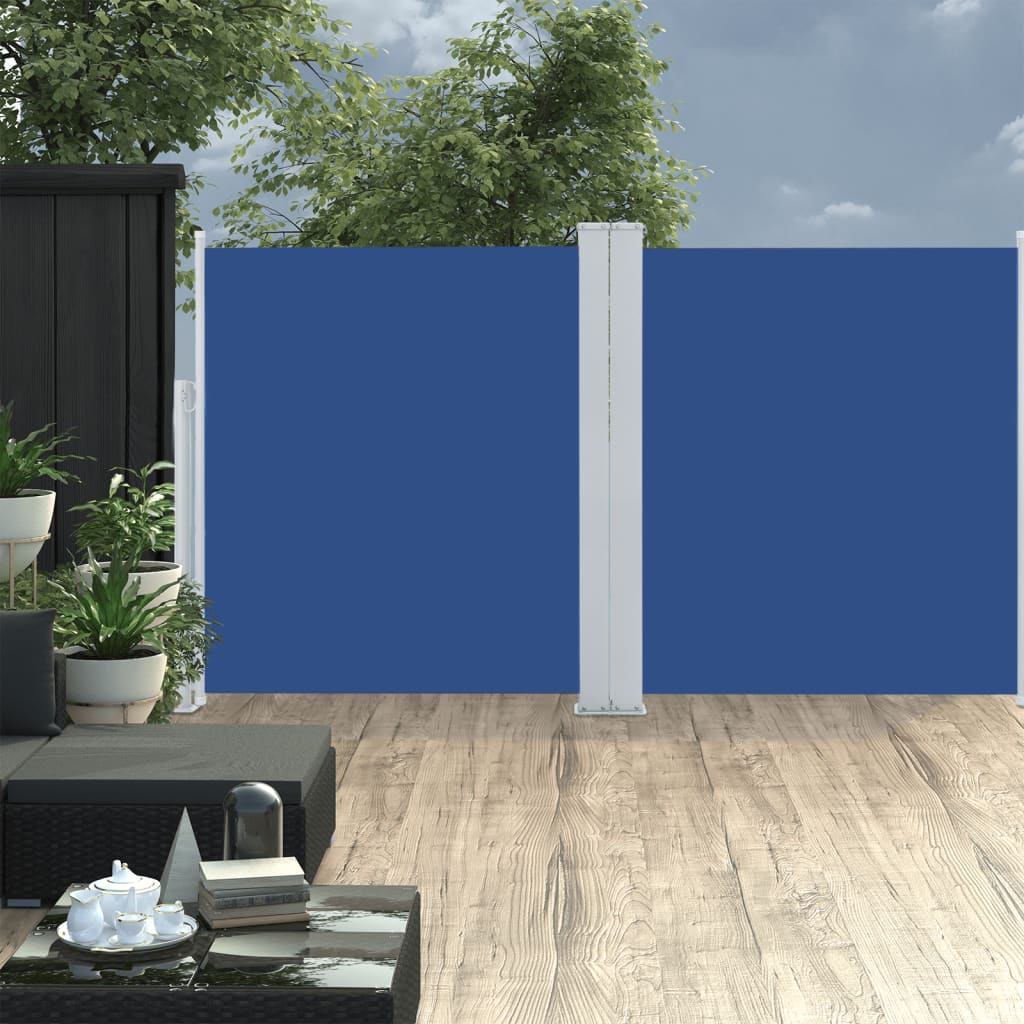 Berkfield Retractable Side Awning Blue 140x600 cm