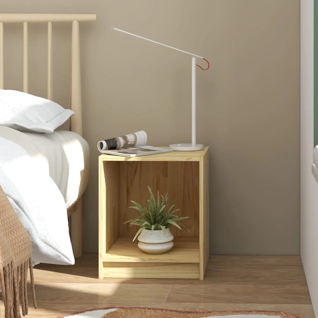 Berkfield Bedside Cabinet 35.5x33.5x41.5 cm Solid Pinewood