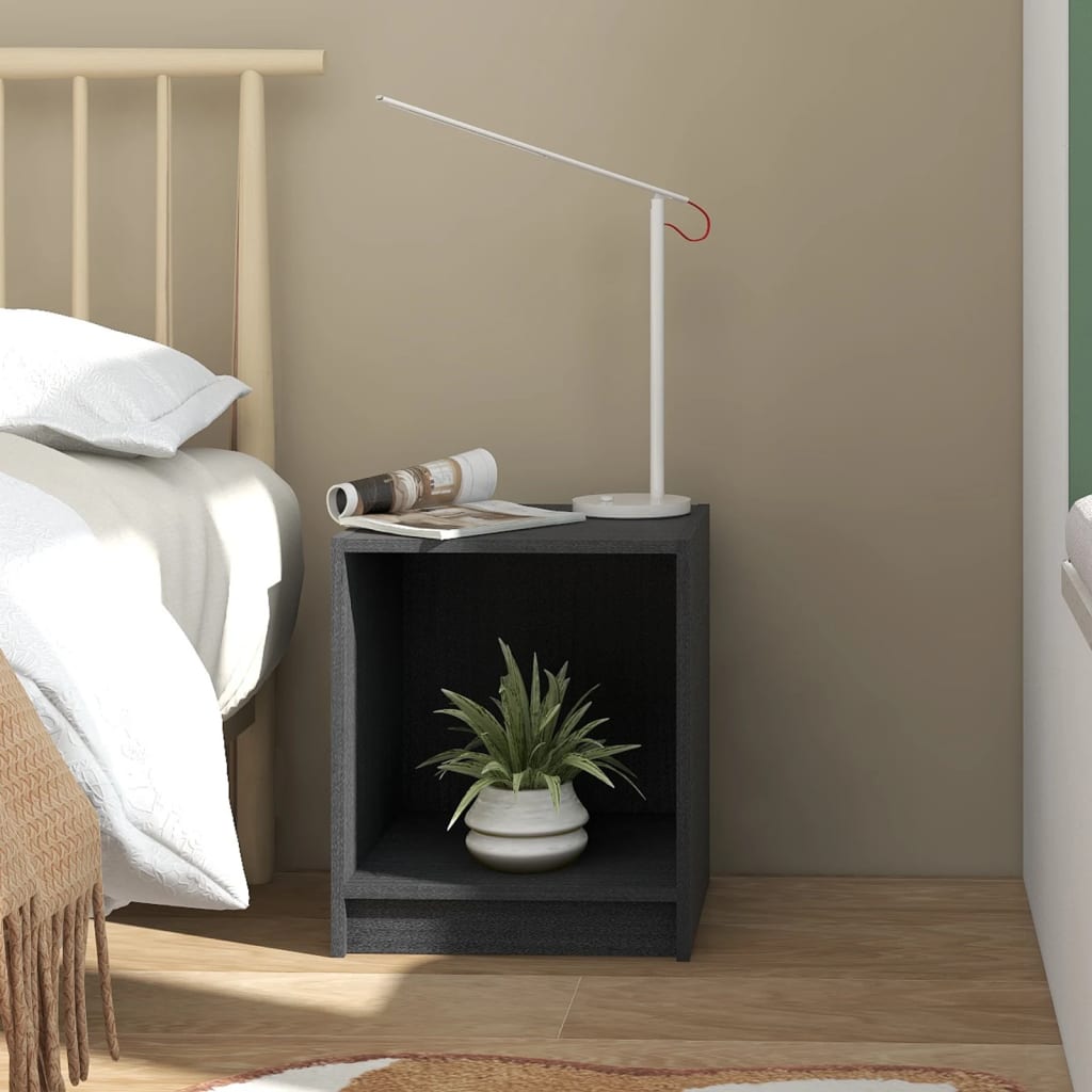 Berkfield Bedside Cabinet Grey 35.5x33.5x41.5 cm Solid Pinewood