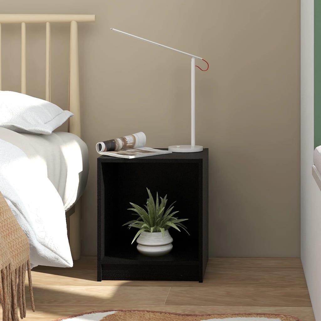 Berkfield Bedside Cabinet Black 35.5x33.5x41.5 cm Solid Pinewood