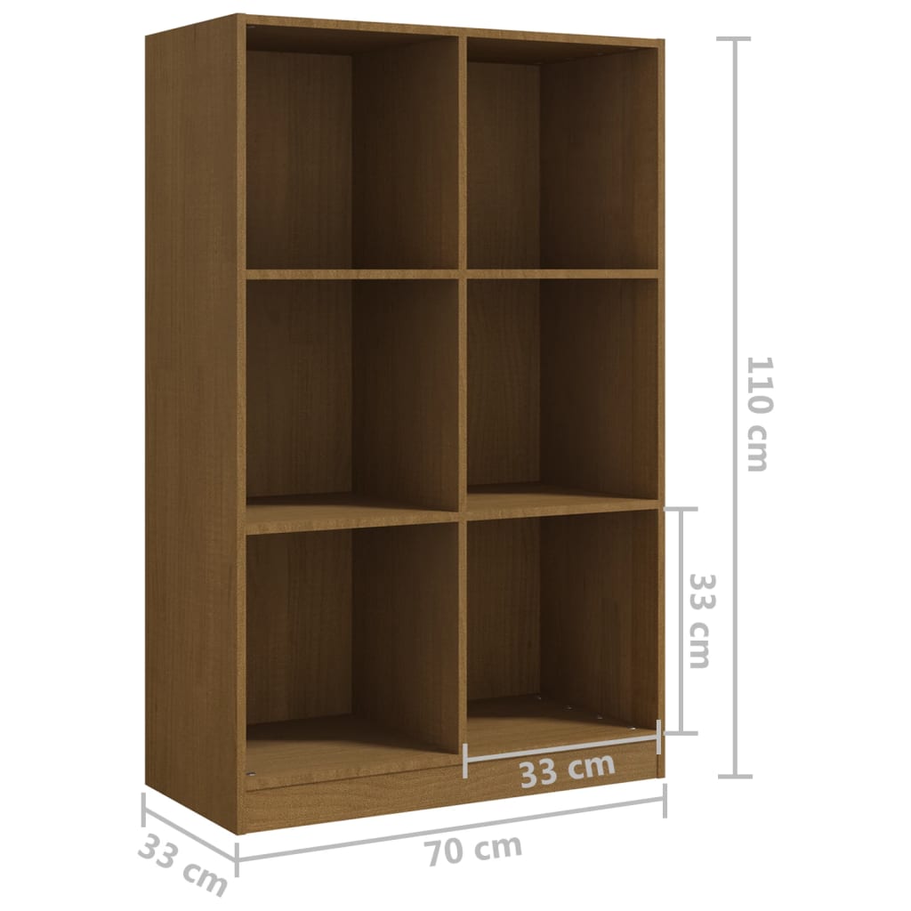 Berkfield Book Cabinet Honey Brown 70x33x110 cm Solid Pinewood