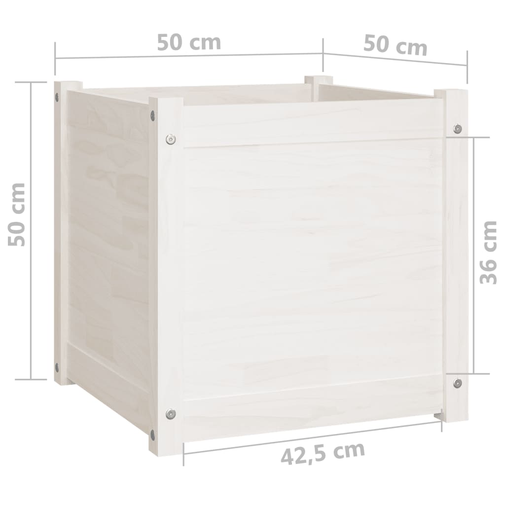 Berkfield Garden Planters 2 pcs White 50x50x50 cm Solid Pinewood