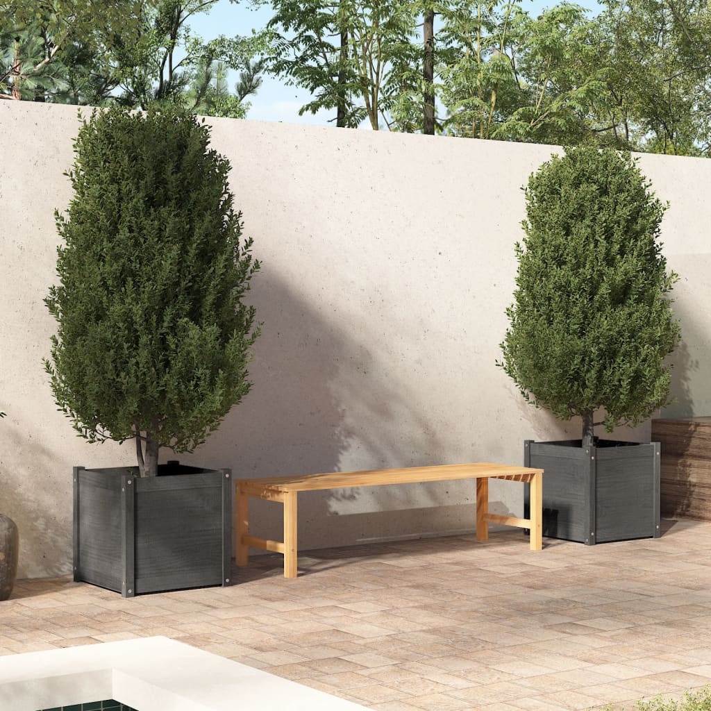 Berkfield Garden Planters 2 pcs Grey 50x50x50 cm Solid Pinewood