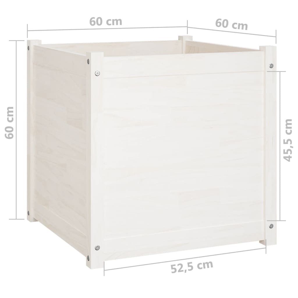 Berkfield Garden Planters 2 pcs White 60x60x60 cm Solid Pinewood