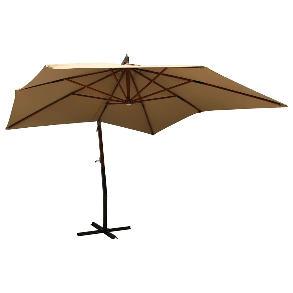 Berkfield Hanging Parasol with Wooden Pole 300 cm Taupe
