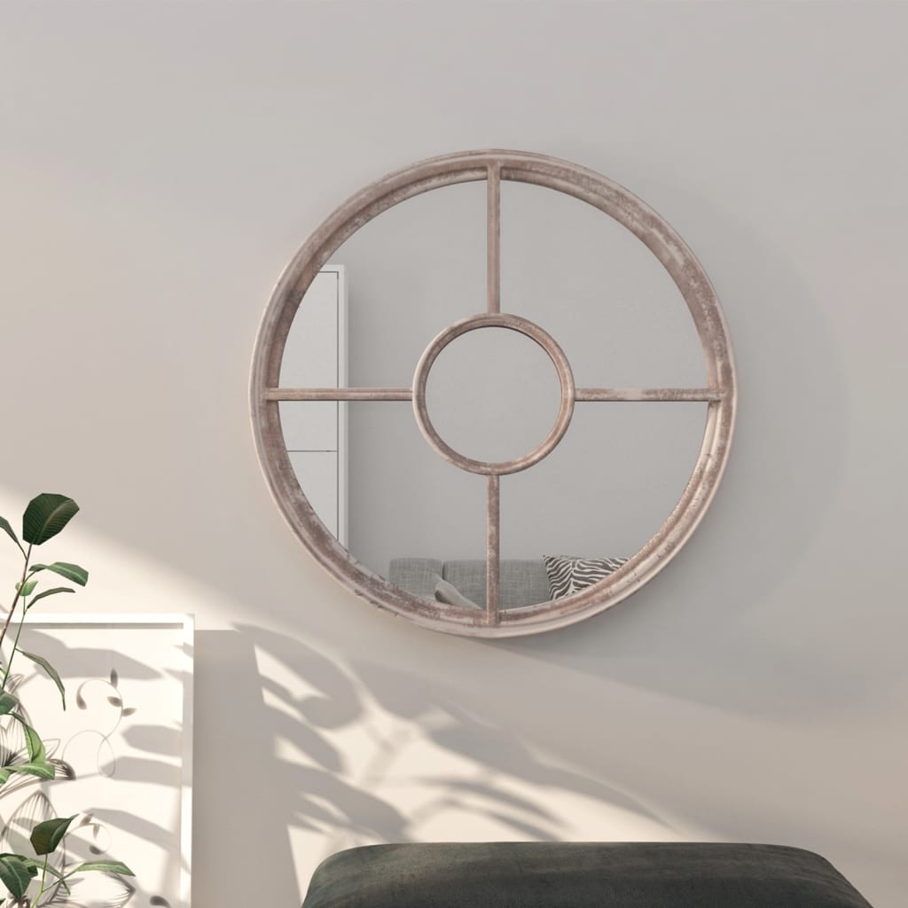 Berkfield Mirror Sand 60x4 cm Iron Round for Indoor Use