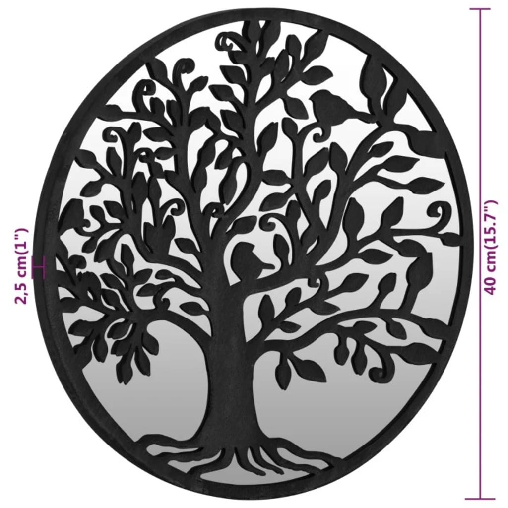 Berkfield Mirror Black 40x2.5 cm Iron Round for Indoor Use