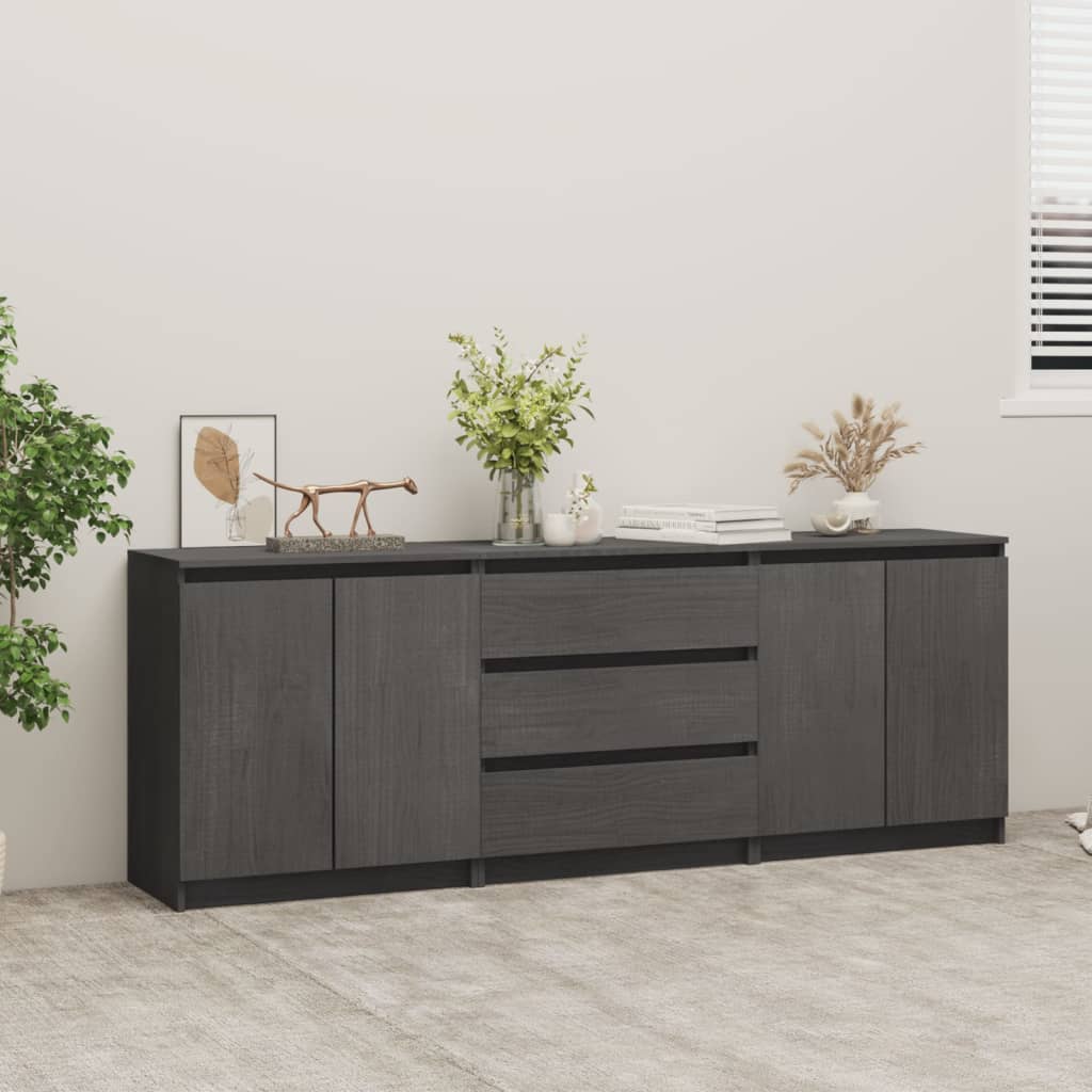 Berkfield Side Cabinet Grey 180x36x65 cm Solid Pinewood