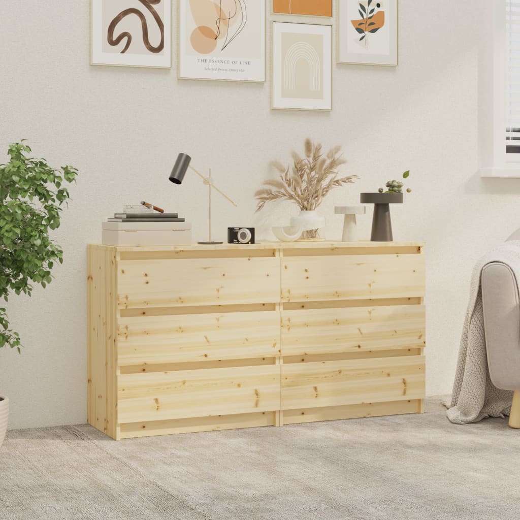 Berkfield Side Cabinets 2 pcs 60x36x64 cm Solid Wood Fir