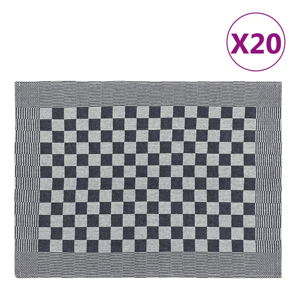 Berkfield Kitchen Towels 20 pcs Black and White 50x70 cm Cotton