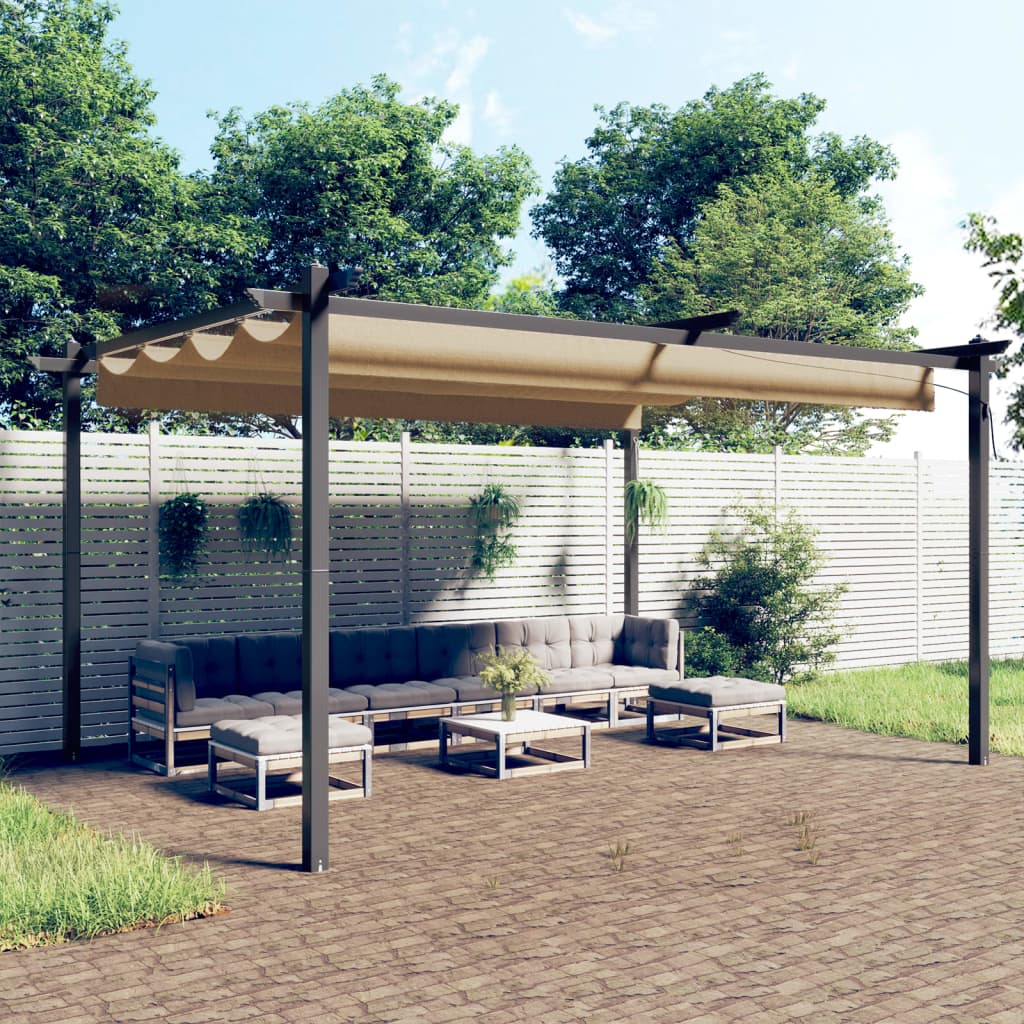 Berkfield Garden Gazebo with Retractable Roof 4x3 m Taupe
