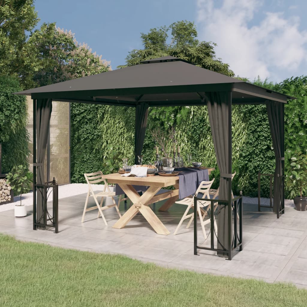 Berkfield Gazebo with Sidewalls&Double Roofs 3x3 m Anthracite