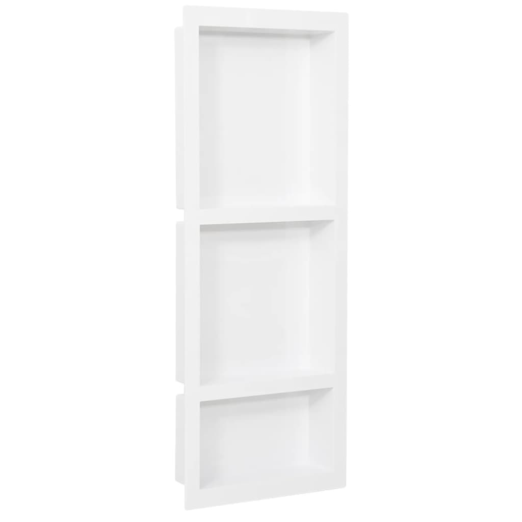 Berkfield Shower Niche with 3 Compartments Matt White 41x99x9 cm