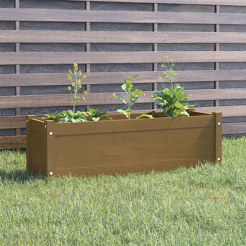Berkfield Garden Planter Honey Brown 100x31x31 cm Solid Pinewood