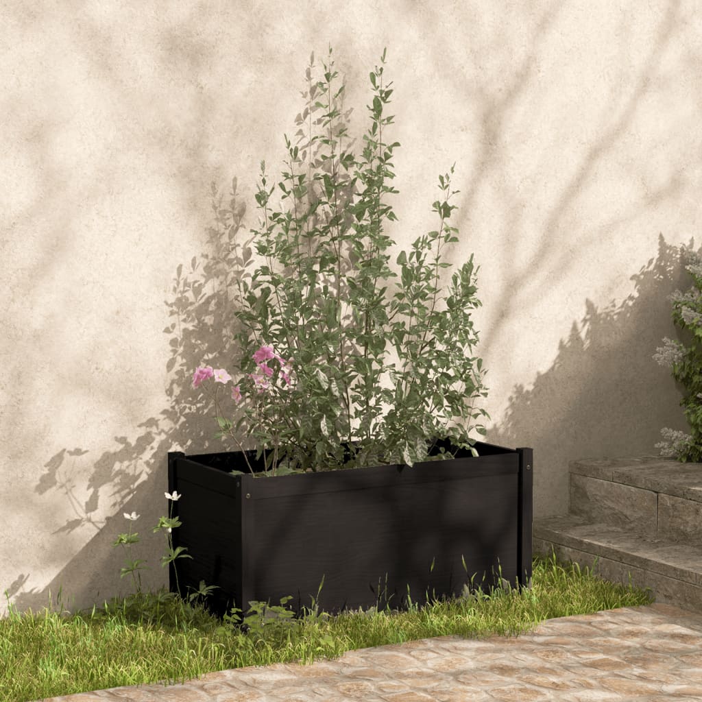 Berkfield Garden Planter Black 100x50x50 cm Solid Pinewood