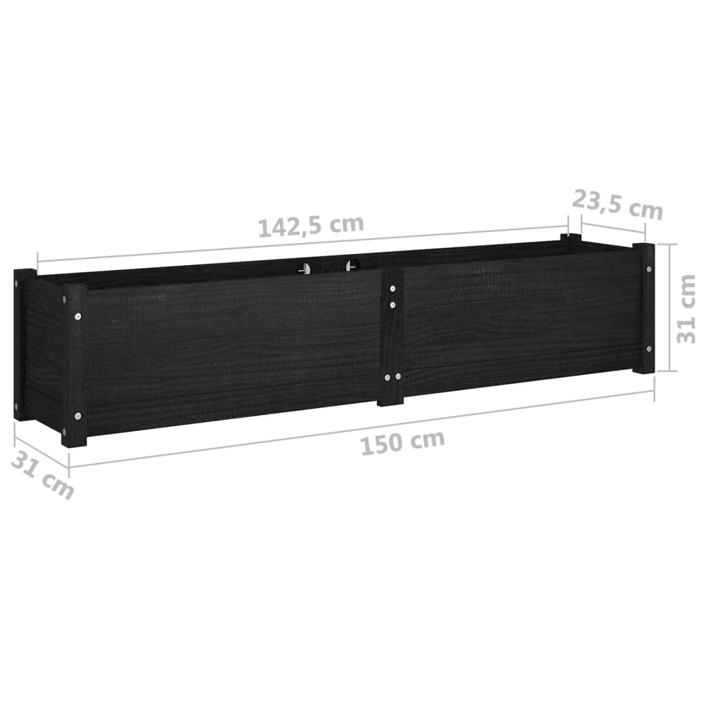 Berkfield Garden Raised Beds 2 pcs Black 150x31x31 cm Solid Pinewood