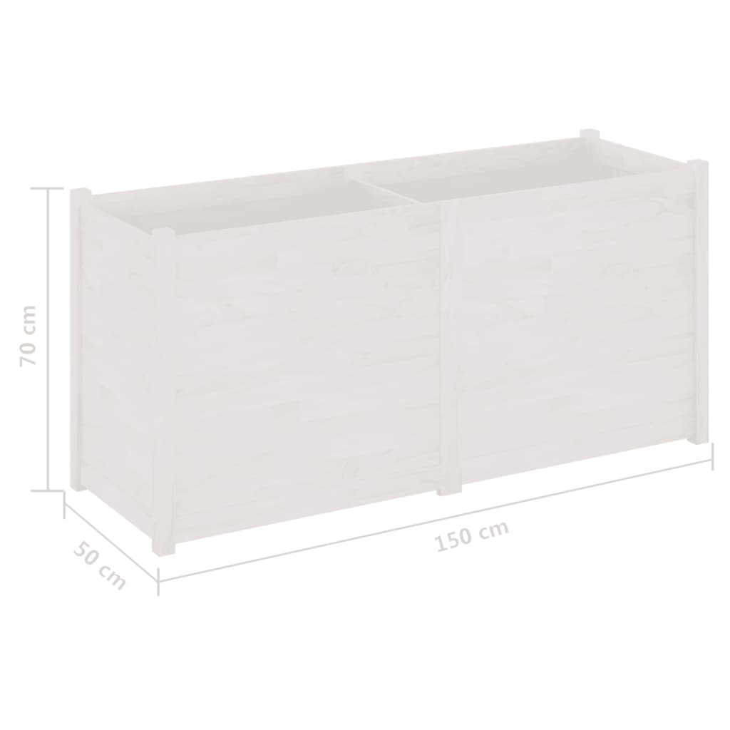 Berkfield Garden Planter White 150x50x70 cm Solid Pinewood