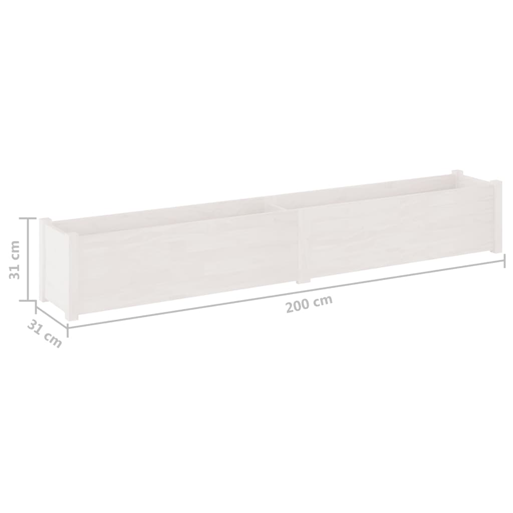 Berkfield Garden Planters 2 pcs White 200x31x31 cm Solid Pinewood