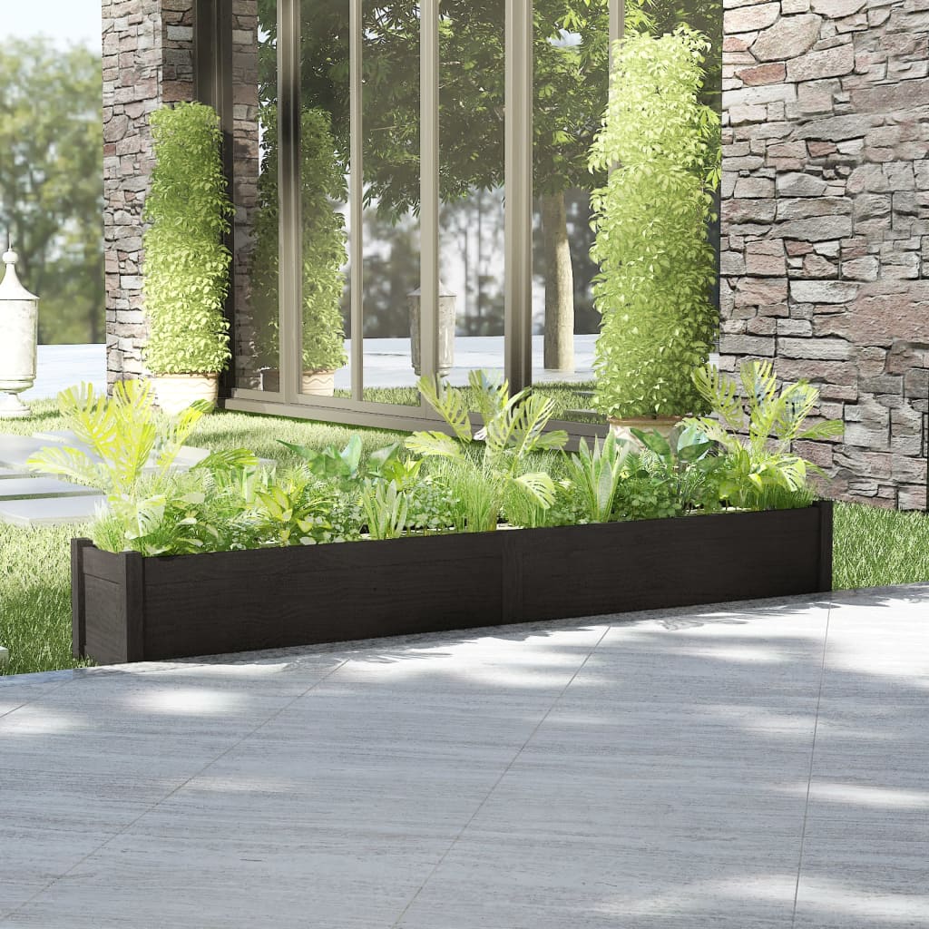 Berkfield Garden Planter Black 200x31x31 cm Solid Pinewood