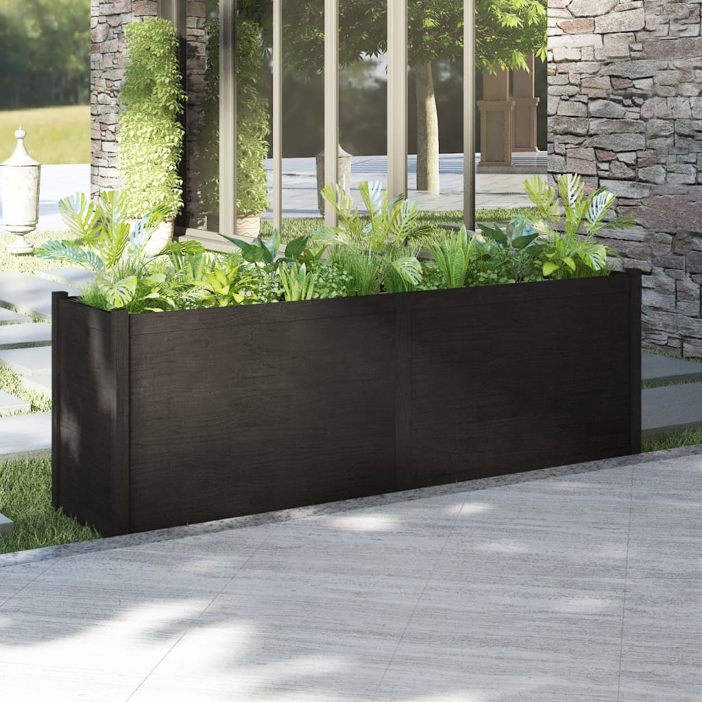 Berkfield Garden Planter Black 200x50x70 cm Solid Pinewood