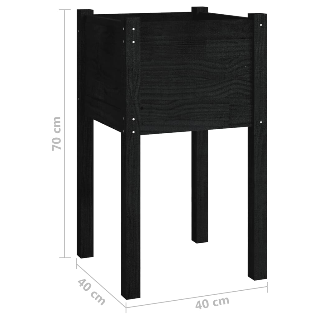 Berkfield Garden Planter Black 40x40x70 cm Solid Pinewood