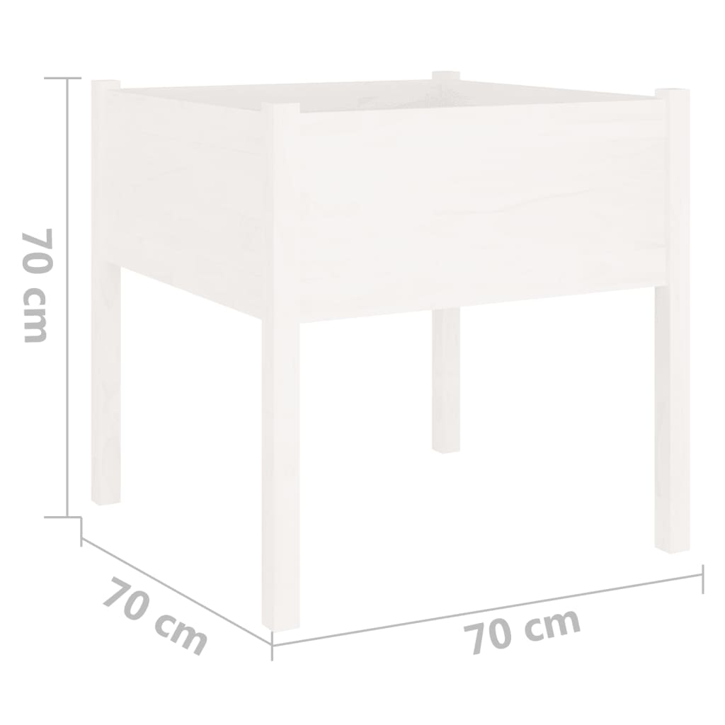 Berkfield Garden Planter White 70x70x70 cm Solid Pinewood