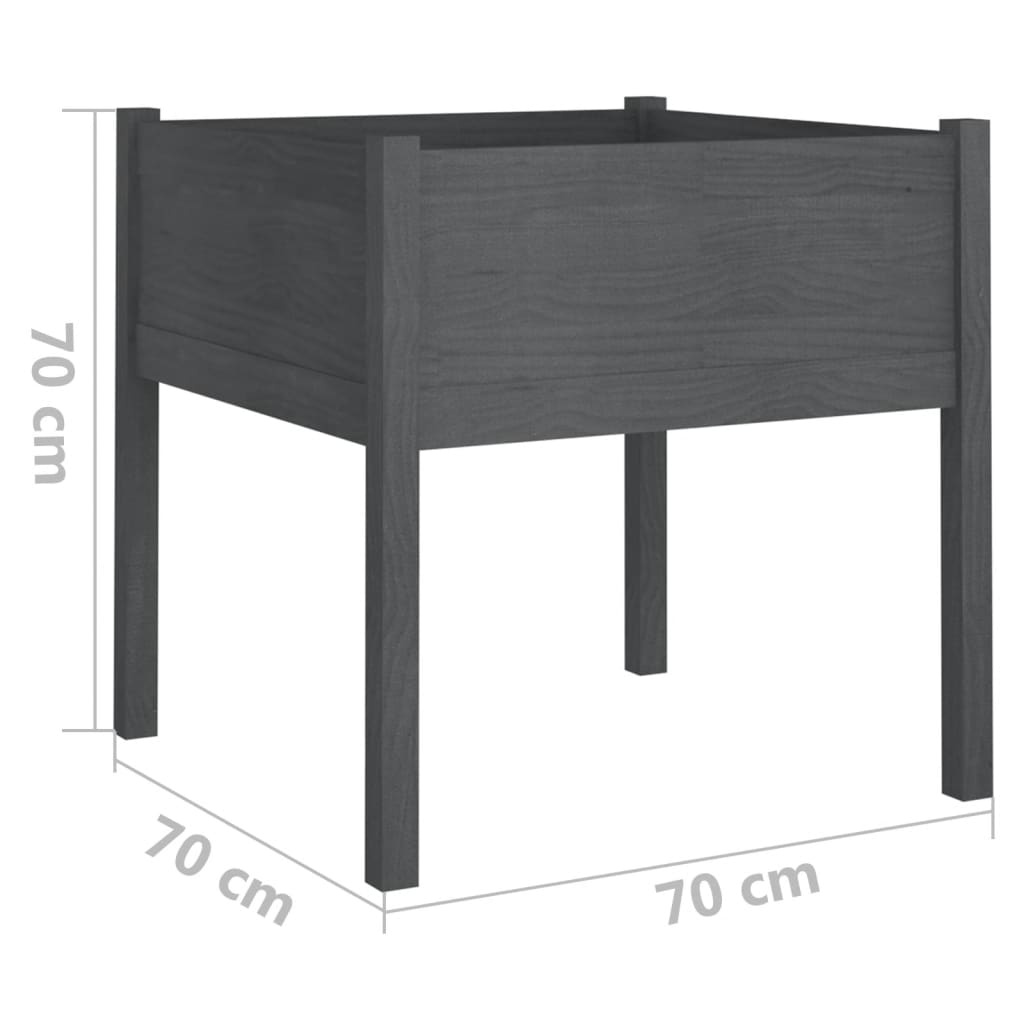 Berkfield Garden Planter Grey 70x70x70 cm Solid Pinewood