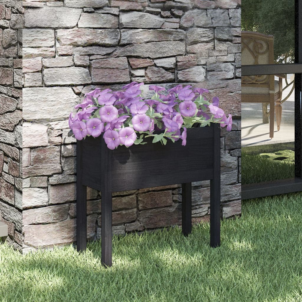 Berkfield Garden Planter Black 70x31x70 cm Solid Pinewood