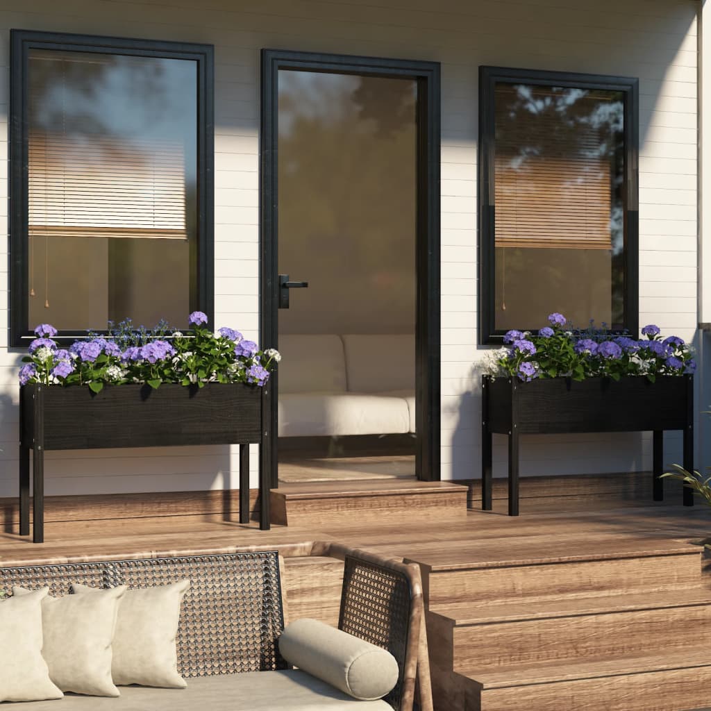Berkfield Garden Planters 2 pcs Black 110x31x70 cm Solid Pinewood