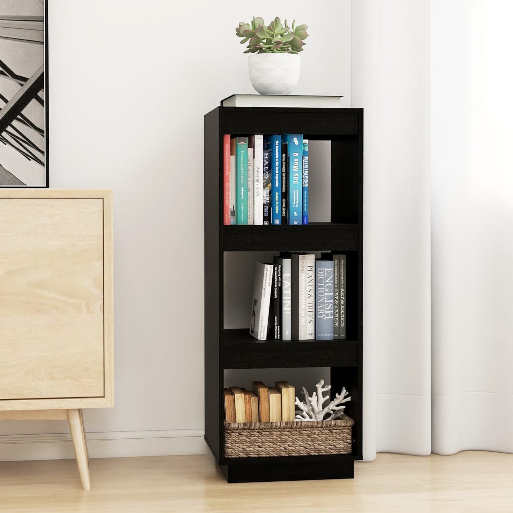Berkfield Book Cabinet/Room Divider Black 40x35x103 cm Solid Pinewood