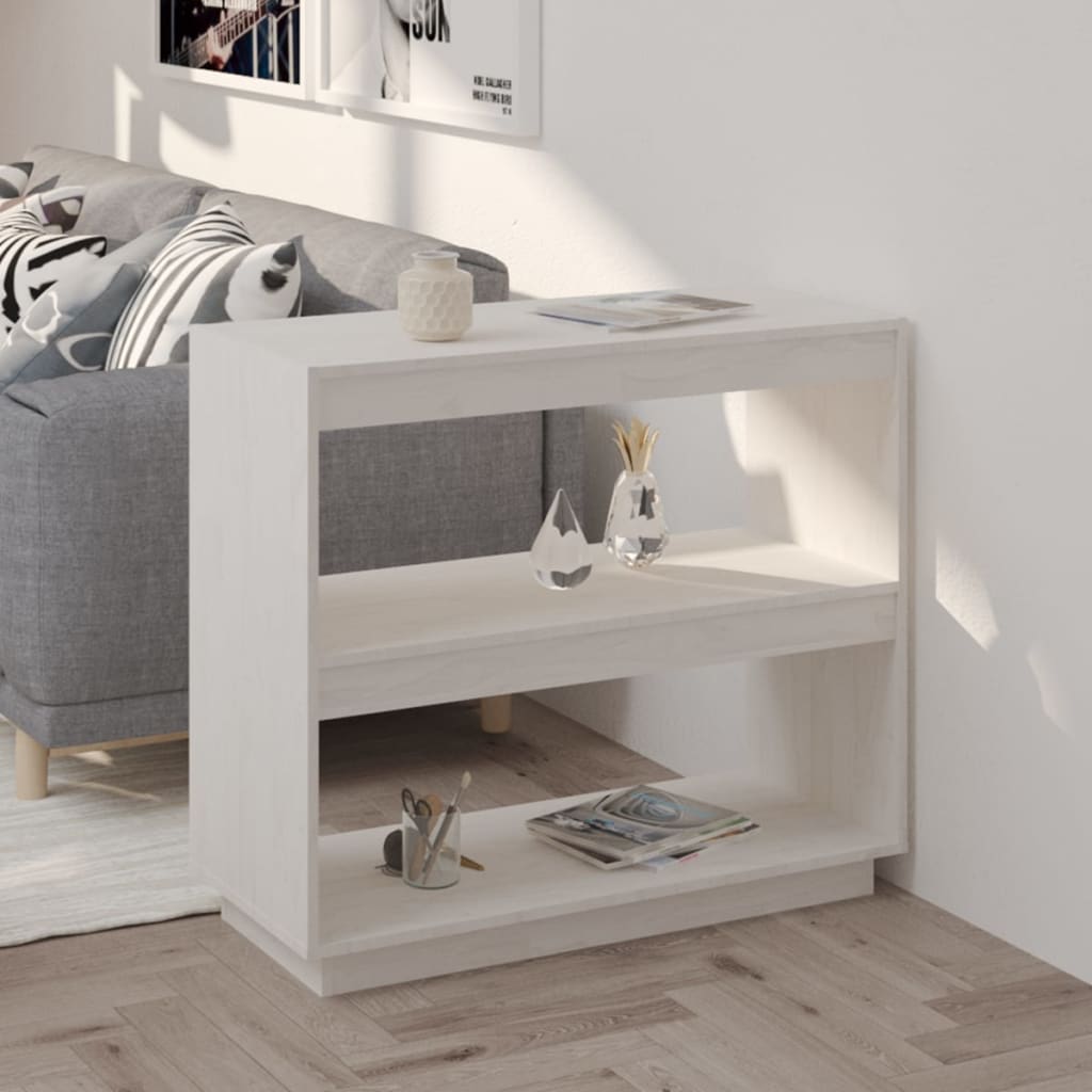 Berkfield Book Cabinet White 80x35x71 cm Solid Pinewood